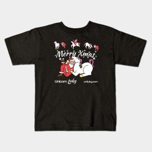 Xmas in black with Unicorn Luky and Santa Kids T-Shirt